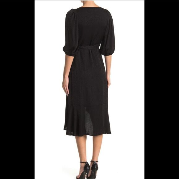 Good American cheetah print 3/4 puff sleeve wrap dress size Medium, NWT - Picture 2 of 9